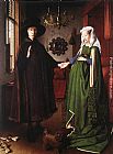 Wife Canvas Paintings - Portrait of Giovanni Arnolfini and his Wife
